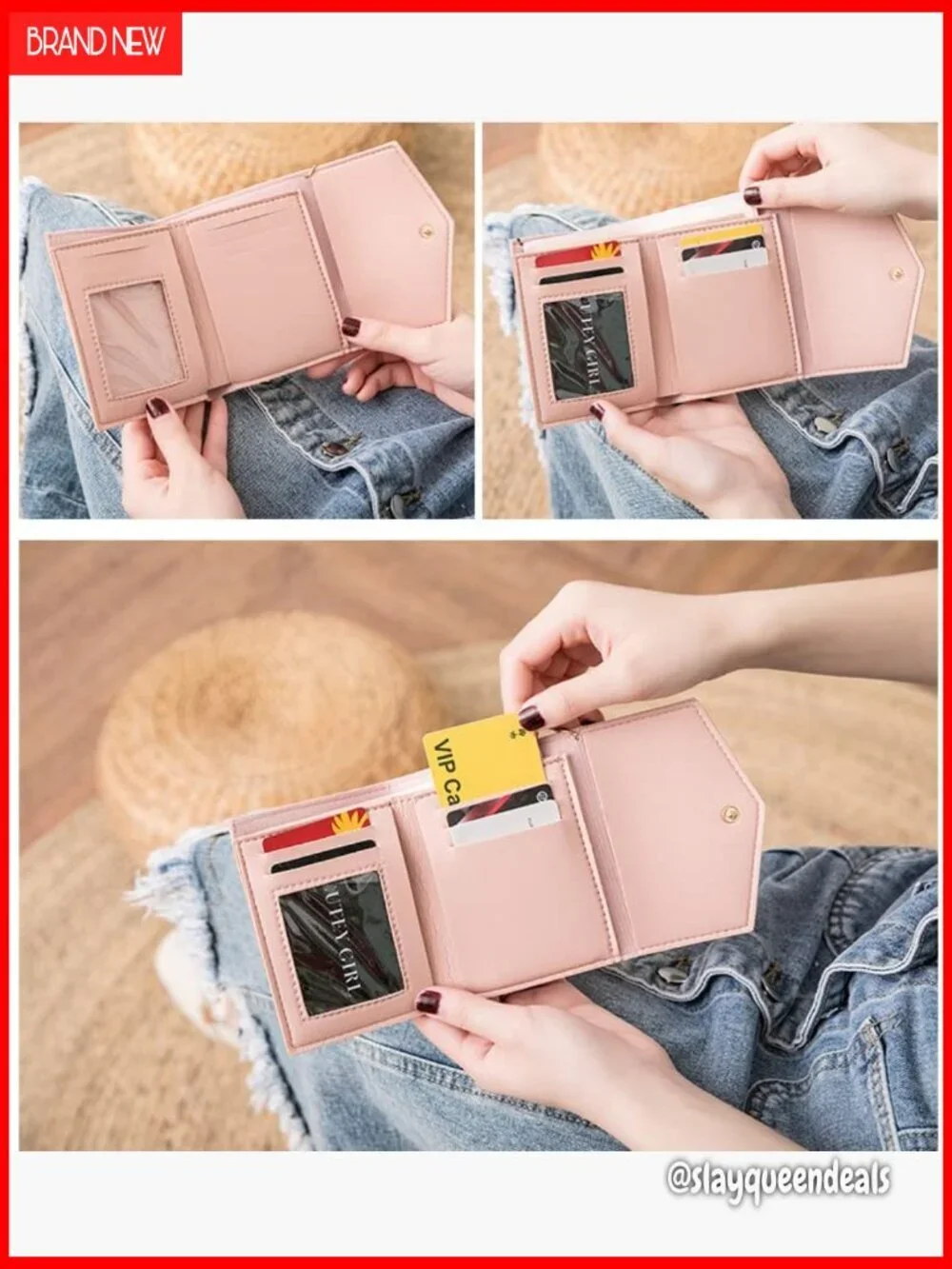 Slim RFID Blocking Wallet with 6 Card Slots and Zipper Coin Pocket